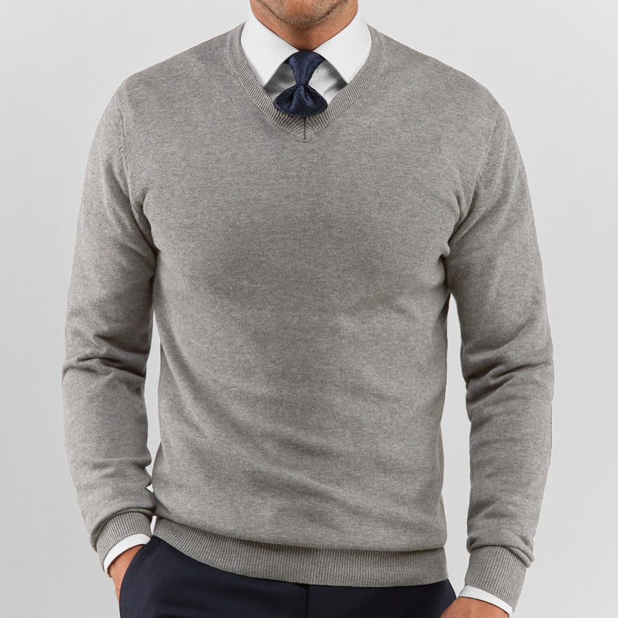 Light Grey V Neck Sweater – Conquer Menswear